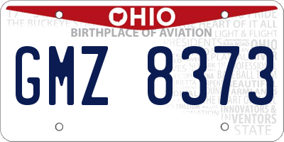 OH license plate GMZ8373