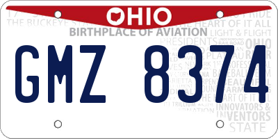 OH license plate GMZ8374