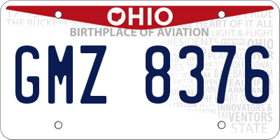 OH license plate GMZ8376
