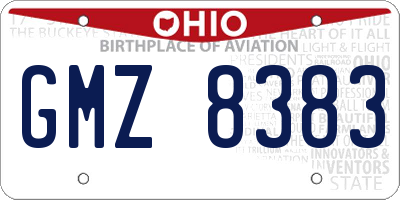 OH license plate GMZ8383