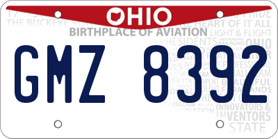 OH license plate GMZ8392