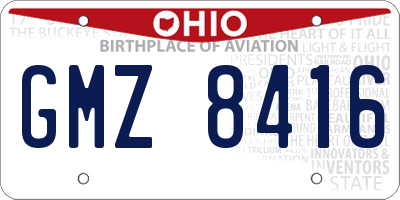 OH license plate GMZ8416