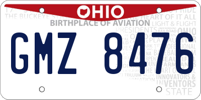 OH license plate GMZ8476