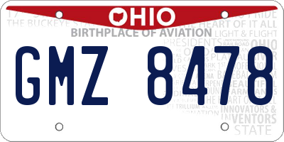 OH license plate GMZ8478