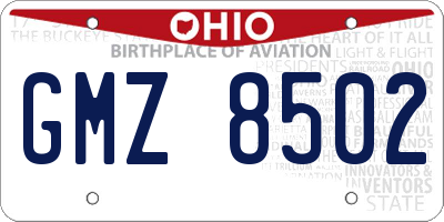 OH license plate GMZ8502