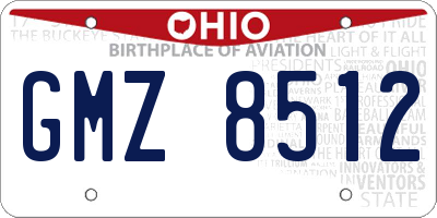 OH license plate GMZ8512