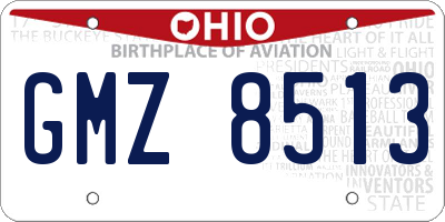 OH license plate GMZ8513