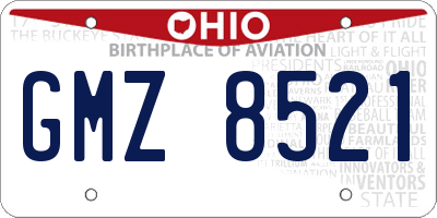 OH license plate GMZ8521
