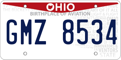 OH license plate GMZ8534