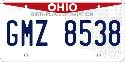 OH license plate GMZ8538