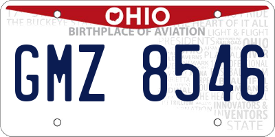 OH license plate GMZ8546