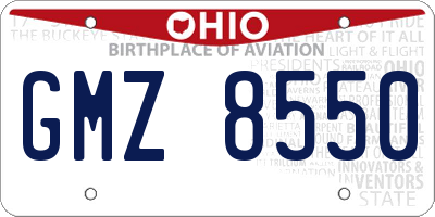 OH license plate GMZ8550