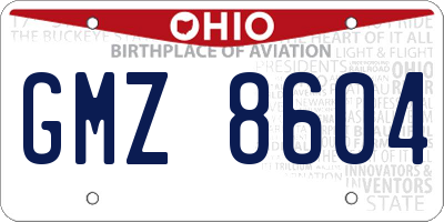 OH license plate GMZ8604