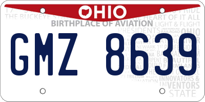 OH license plate GMZ8639