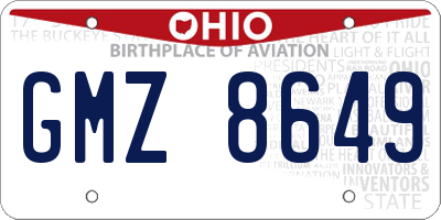 OH license plate GMZ8649