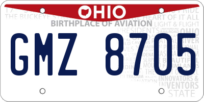 OH license plate GMZ8705