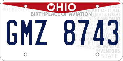 OH license plate GMZ8743