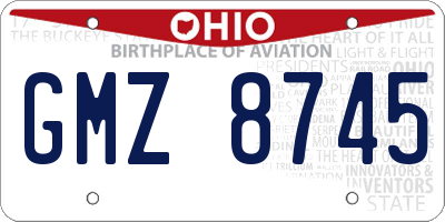 OH license plate GMZ8745