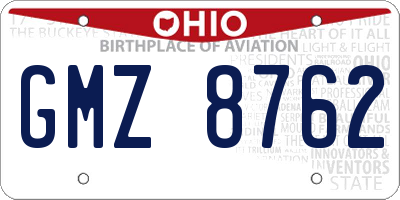 OH license plate GMZ8762