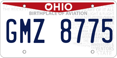 OH license plate GMZ8775