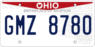OH license plate GMZ8780