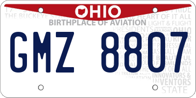 OH license plate GMZ8807