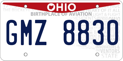 OH license plate GMZ8830