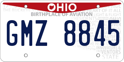 OH license plate GMZ8845