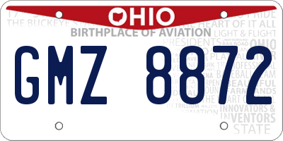 OH license plate GMZ8872