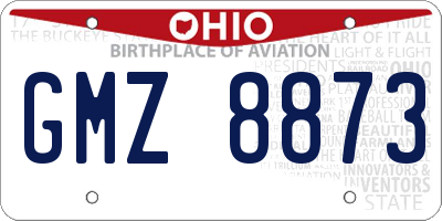 OH license plate GMZ8873