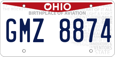 OH license plate GMZ8874