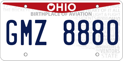 OH license plate GMZ8880