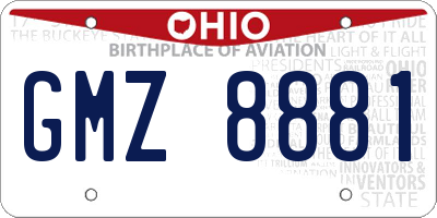 OH license plate GMZ8881