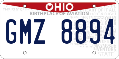 OH license plate GMZ8894