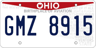 OH license plate GMZ8915