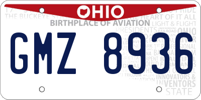 OH license plate GMZ8936