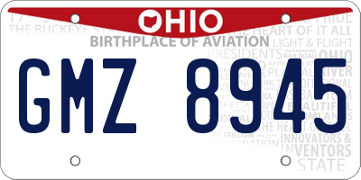 OH license plate GMZ8945