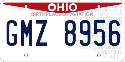 OH license plate GMZ8956