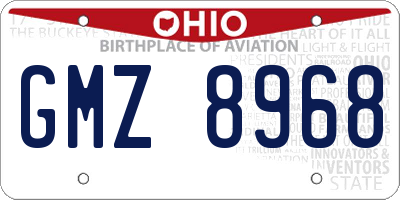 OH license plate GMZ8968