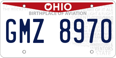 OH license plate GMZ8970