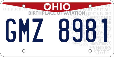 OH license plate GMZ8981