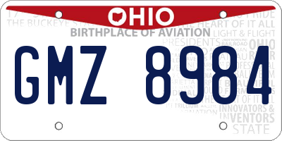 OH license plate GMZ8984