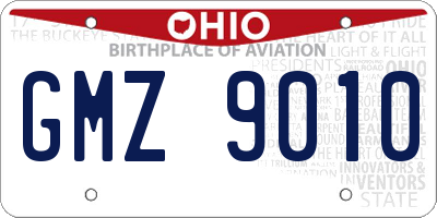 OH license plate GMZ9010