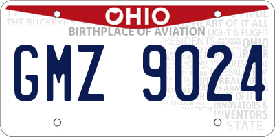 OH license plate GMZ9024