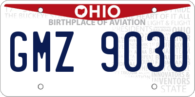 OH license plate GMZ9030