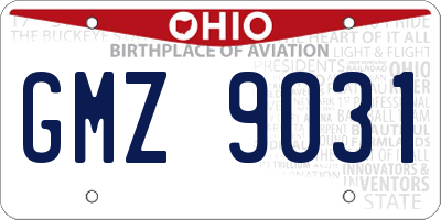 OH license plate GMZ9031