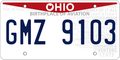 OH license plate GMZ9103