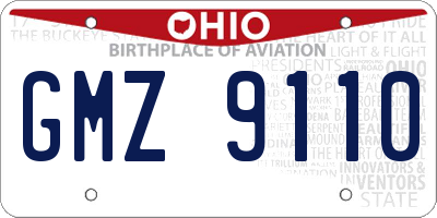 OH license plate GMZ9110