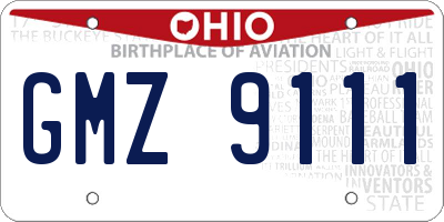 OH license plate GMZ9111
