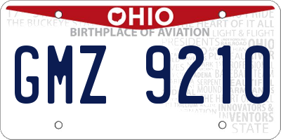 OH license plate GMZ9210